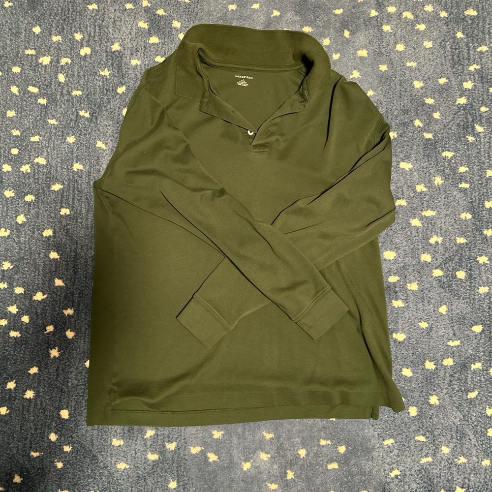 Lands’ end collard long sleeve polo